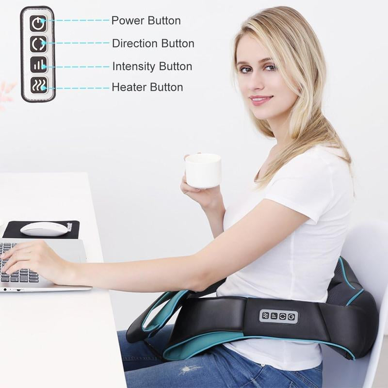 Shiatsu Neck, Back, and Shoulder Massager with Heat - Versatile Car Massage Pillow for Relaxation and Comfort