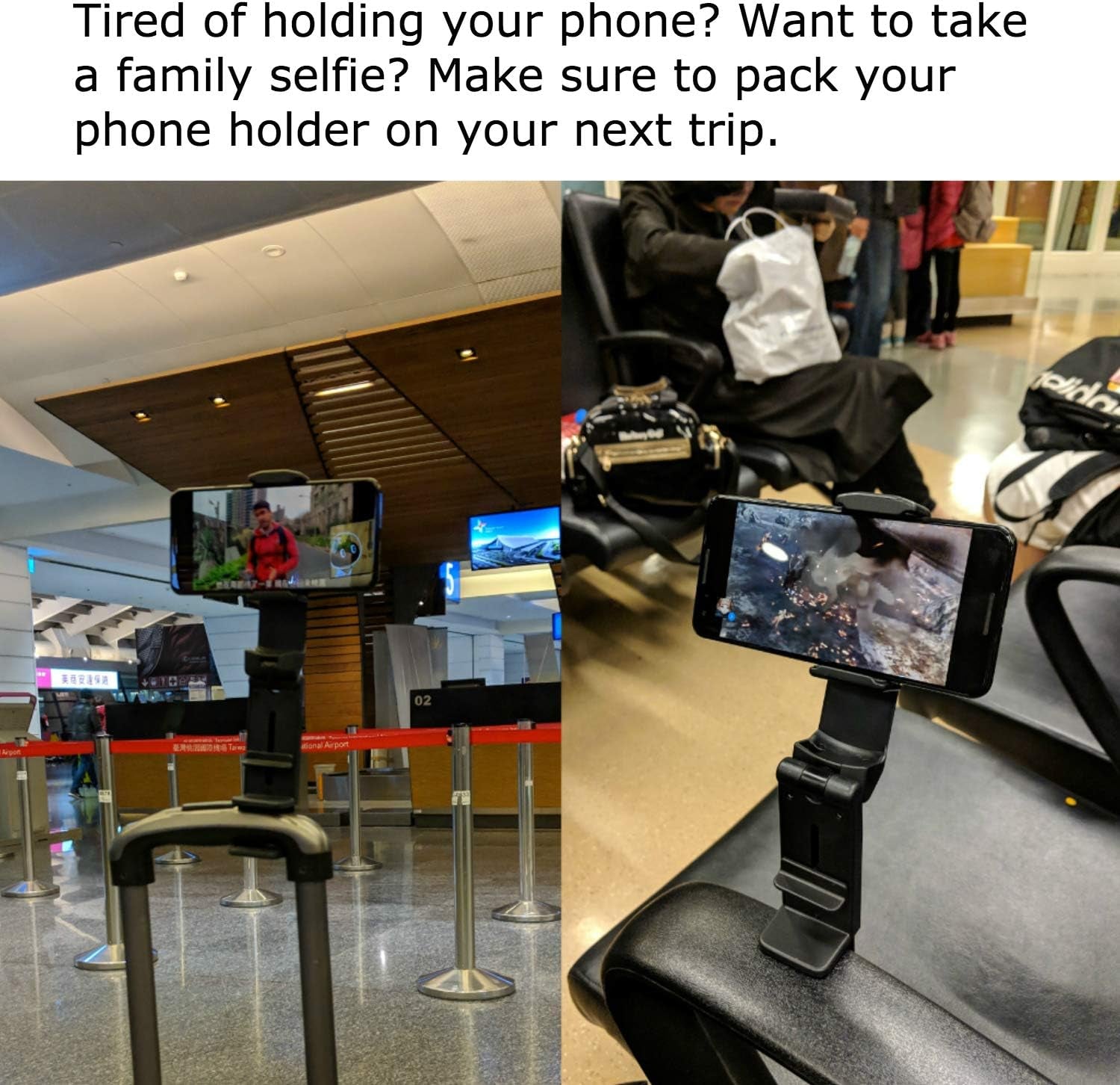 Ultimate Universal Airplane Phone Holder - Hands-Free Viewing with 360° Rotation - Essential Travel Accessory for Flying