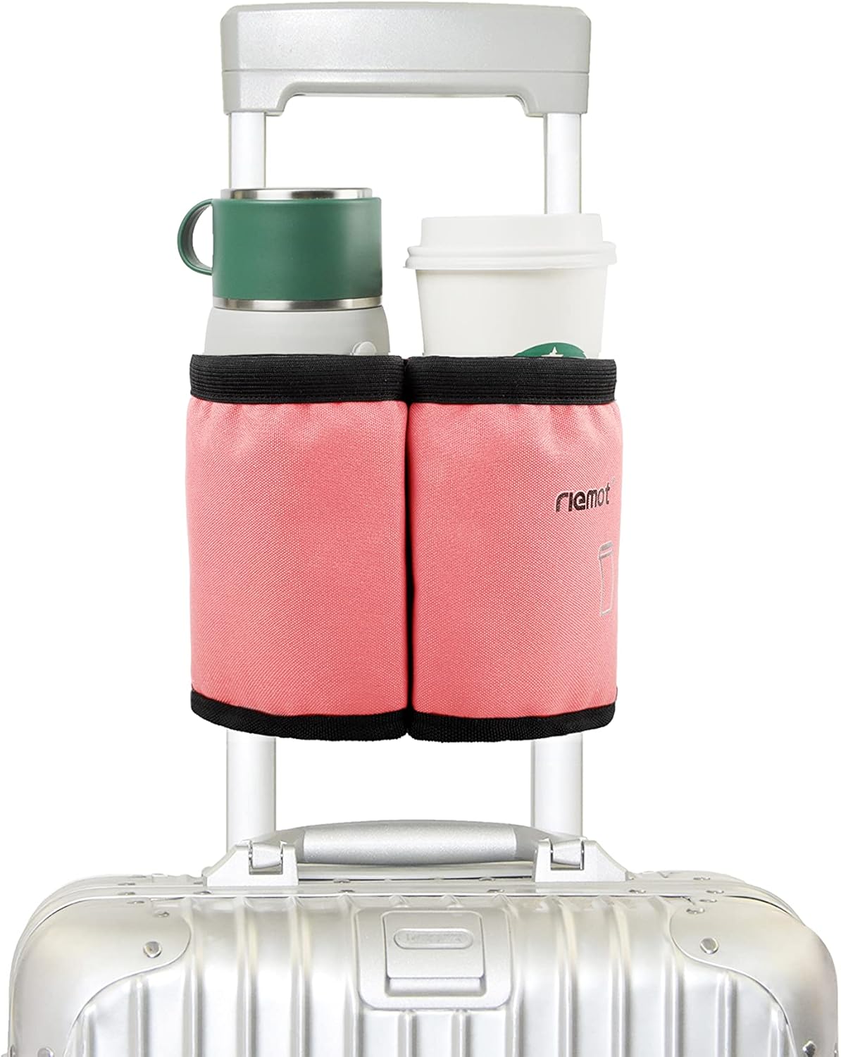 Travel Mug Holder for Suitcase - Hands-Free Coffee Carrier for Travelers - Perfect Gift for Flight Attendants - Grey