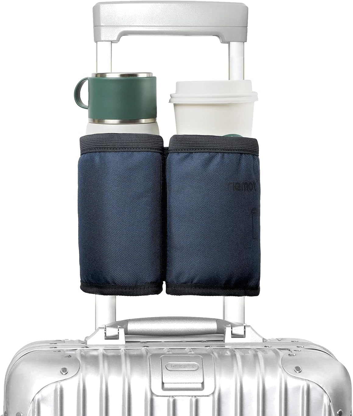 Travel Mug Holder for Suitcase - Hands-Free Coffee Carrier for Travelers - Perfect Gift for Flight Attendants - Grey