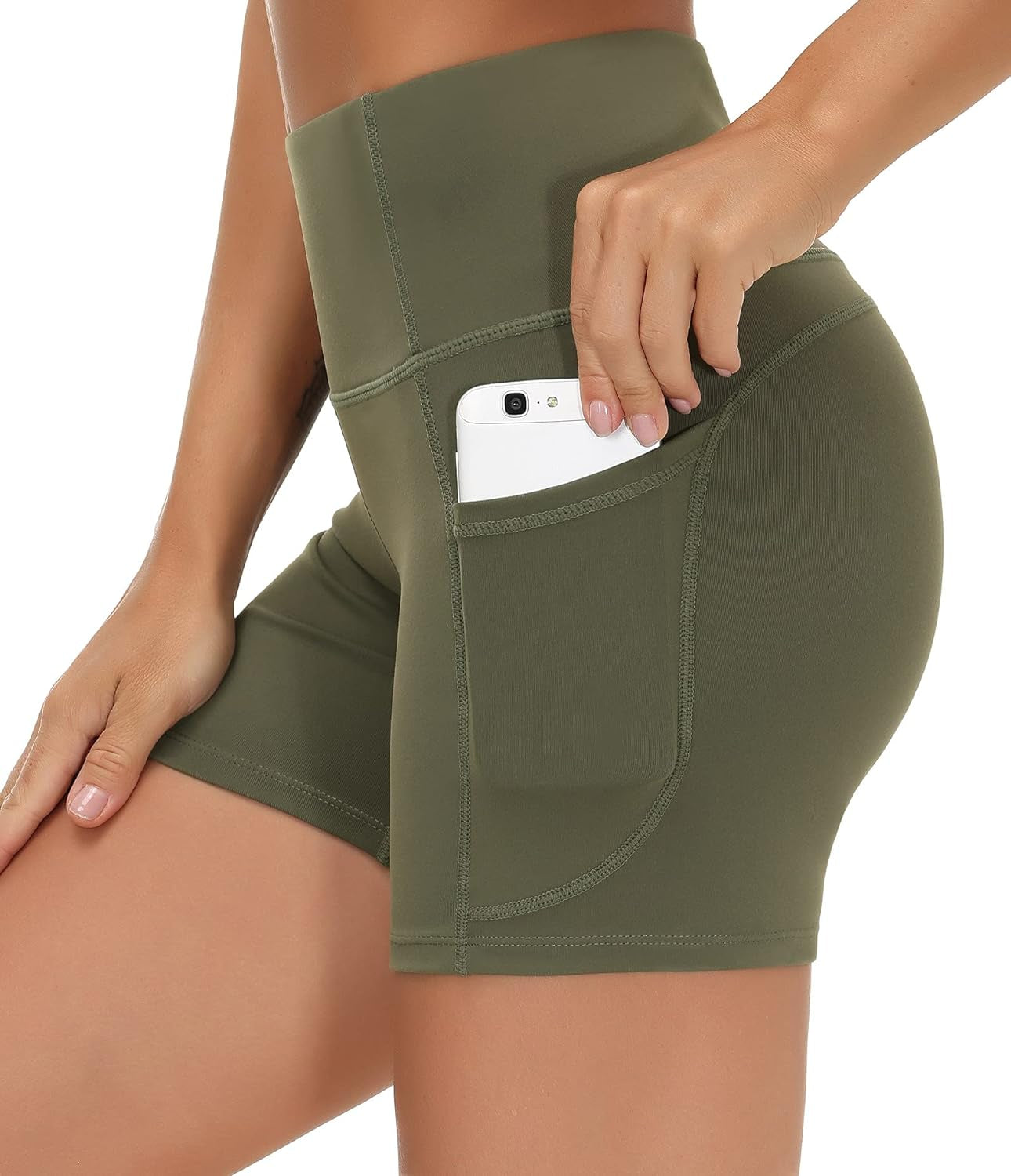 Elevate Your Workout: High Waist Tummy Control Yoga Shorts for Women with Deep Pockets
