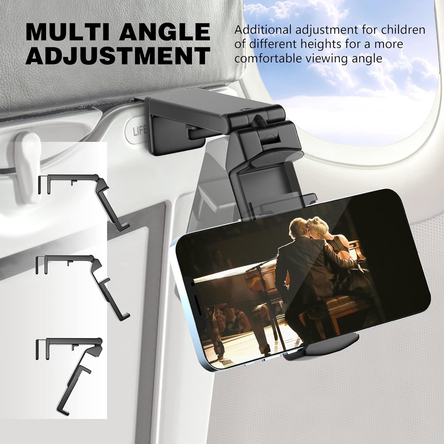 Ultimate Universal Airplane Phone Holder - Hands-Free Viewing with 360° Rotation - Essential Travel Accessory for Flying