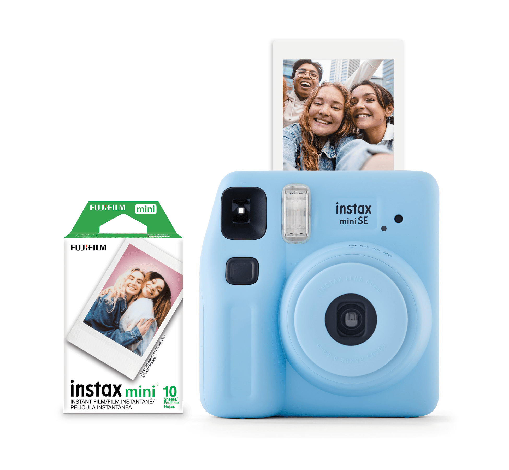 Capture Memories in Style: Instax Mini SE Instant Camera Bundle with 10 Bonus Mini Film - Lavender Edition!