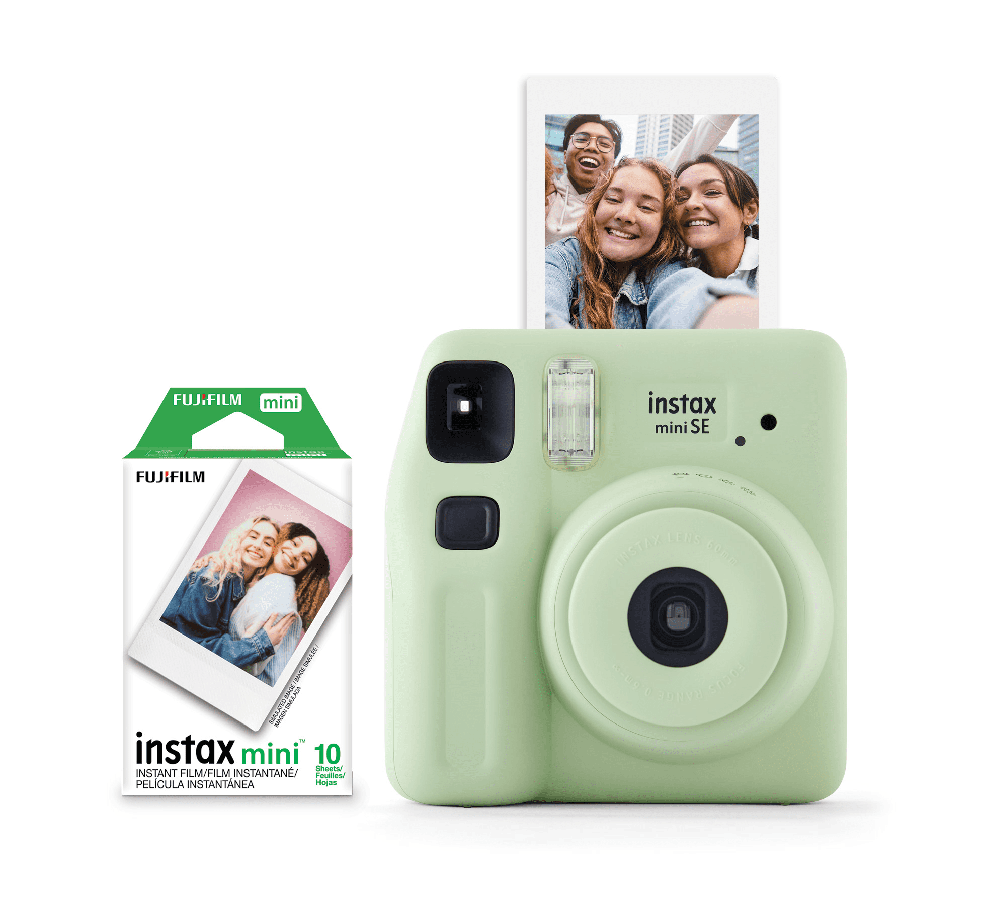 Capture Memories in Style: Instax Mini SE Instant Camera Bundle with 10 Bonus Mini Film - Lavender Edition!