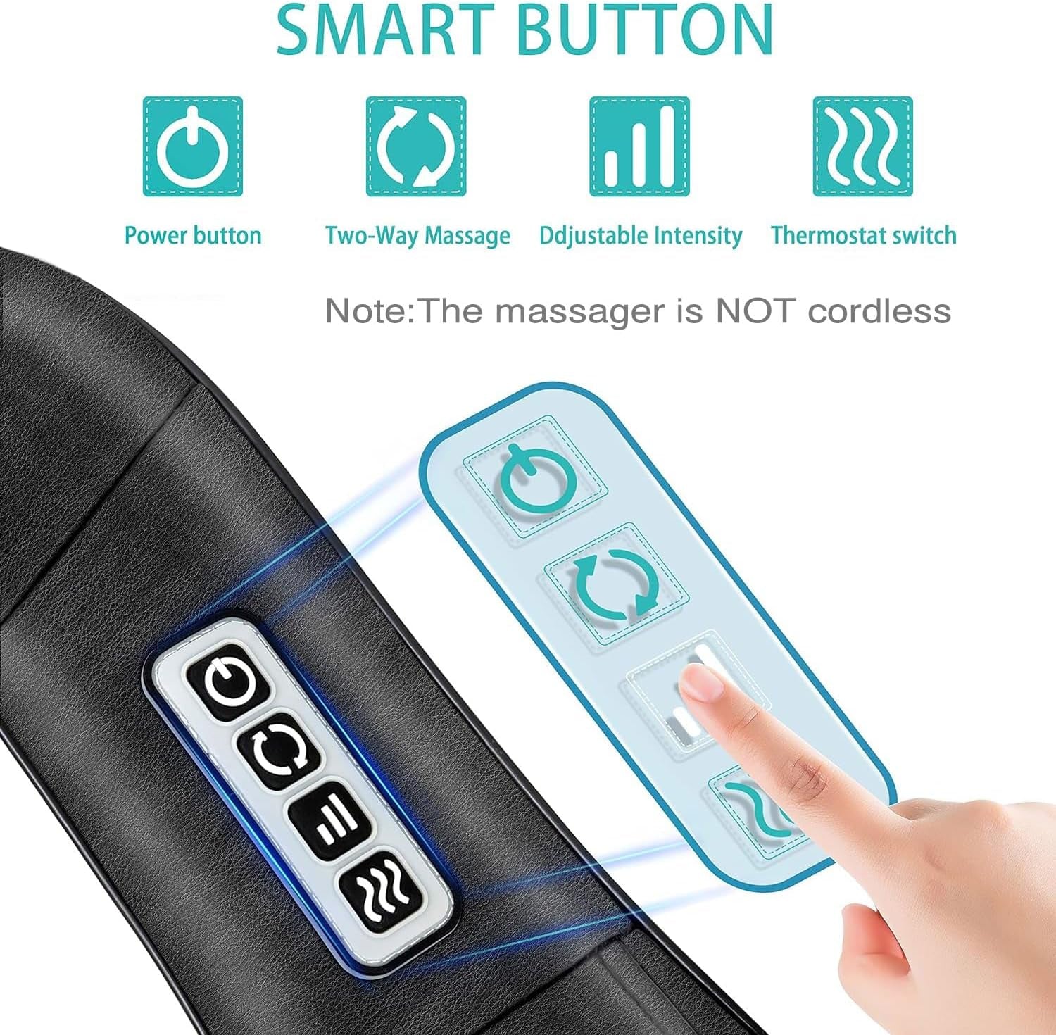 Shiatsu Back and Neck Massager with Heat - Deep Tissue Electric Massage Pillow for Ultimate Relaxation | Perfect Father's Day Gift from Daughter or Son (Not Cordless)