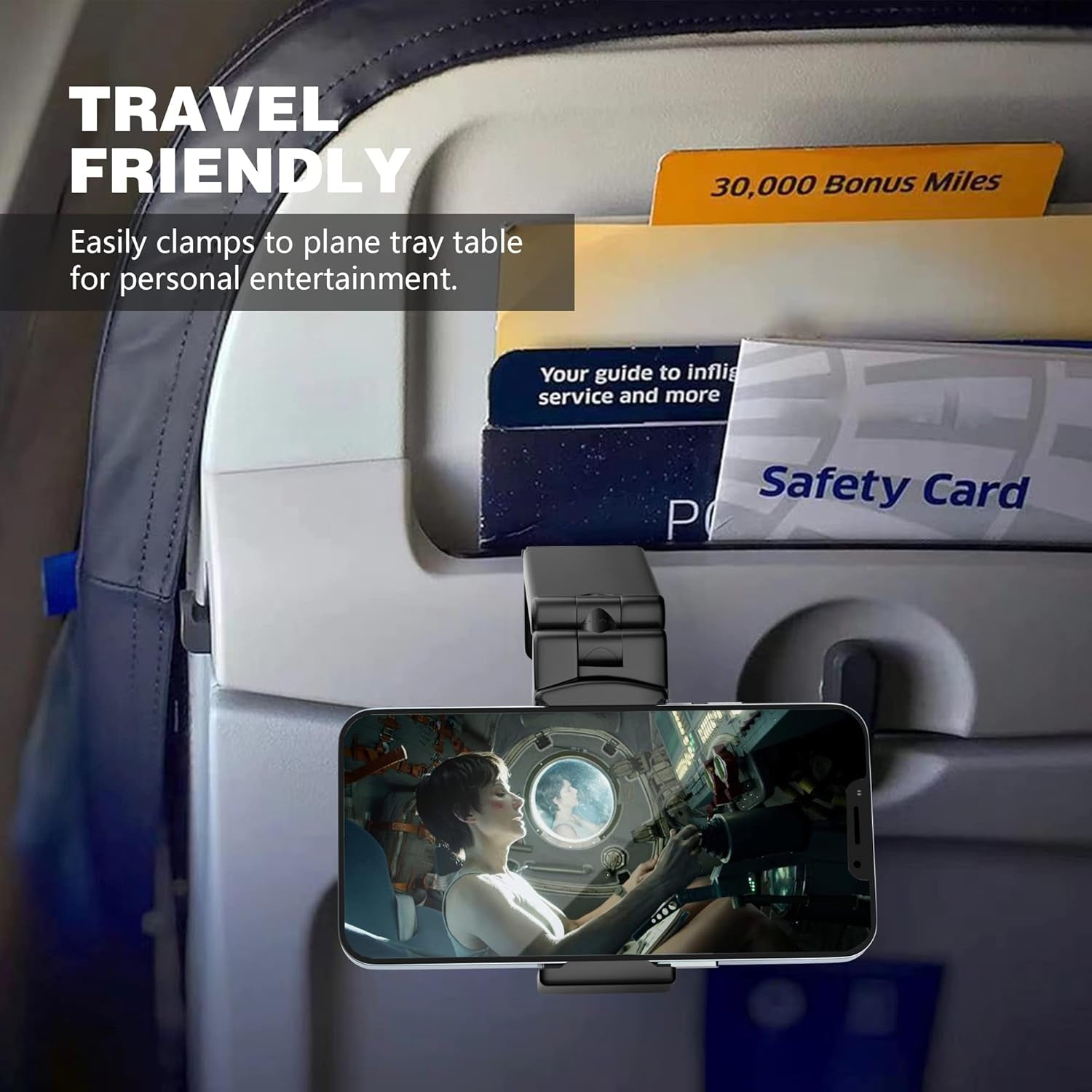 Ultimate Universal Airplane Phone Holder - Hands-Free Viewing with 360° Rotation - Essential Travel Accessory for Flying